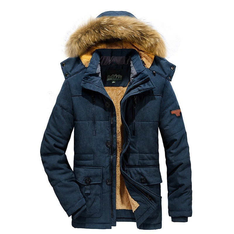 Men's Arctic Utility Parka with Full Fleece Lining, Two-Way Zip and Detachable Fur Hood