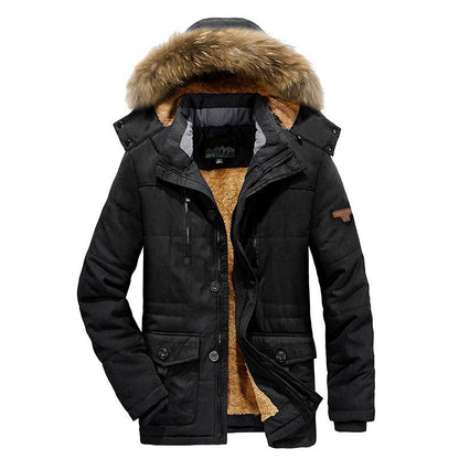 Men's Arctic Utility Parka with Full Fleece Lining, Two-Way Zip and Detachable Fur Hood