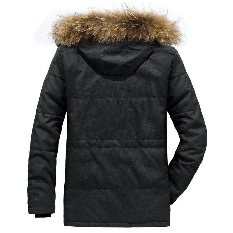 Men's Arctic Utility Parka with Full Fleece Lining, Two-Way Zip and Detachable Fur Hood