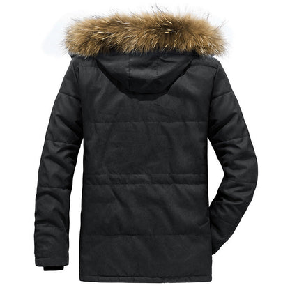 Men's Arctic Utility Parka with Full Fleece Lining, Two-Way Zip and Detachable Fur Hood