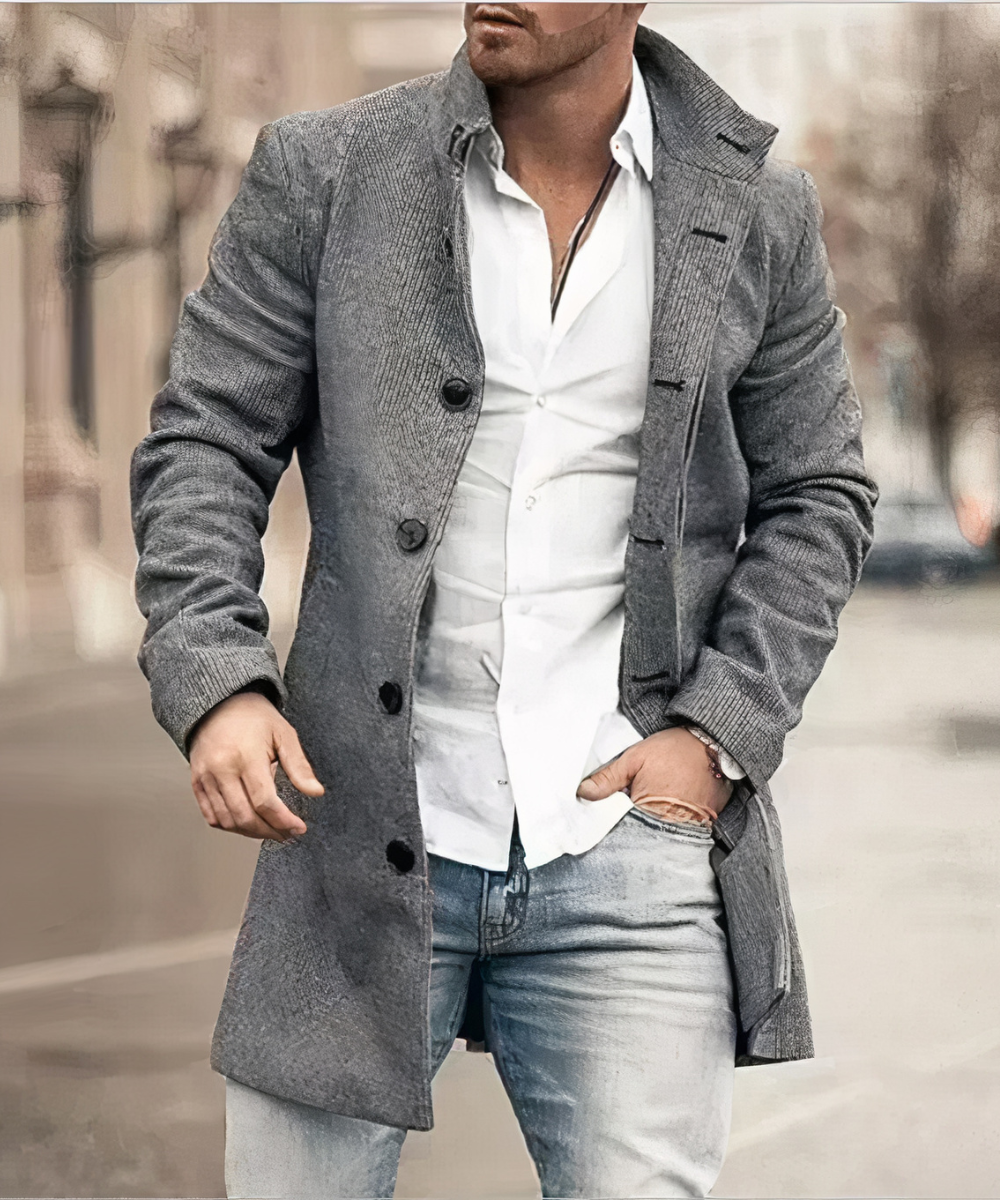 Men's Button Trench Coat