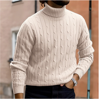 Men's Cable-Knit Turtleneck Winter Sweater