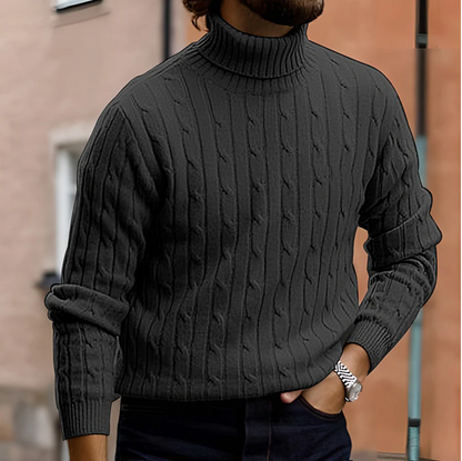 Men's Cable-Knit Turtleneck Winter Sweater