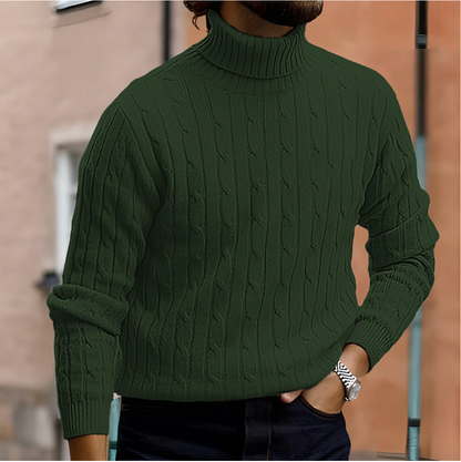 Men's Cable-Knit Turtleneck Winter Sweater