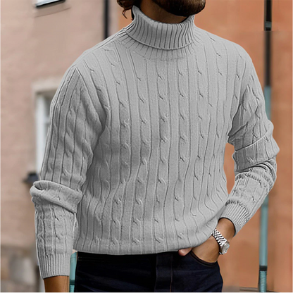 Men's Cable-Knit Turtleneck Winter Sweater