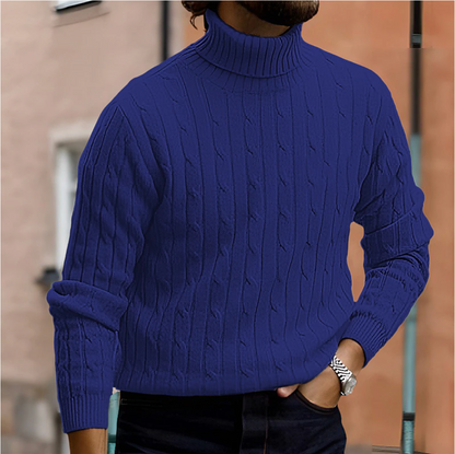 Men's Cable-Knit Turtleneck Winter Sweater