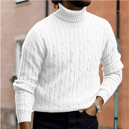 Men's Cable-Knit Turtleneck Winter Sweater