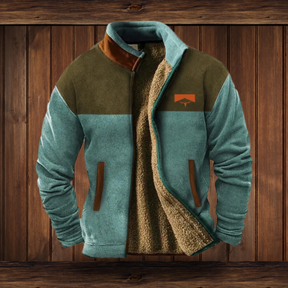 Men's Casual Zip-Up Fleece Jacket with Turn-Down Collar