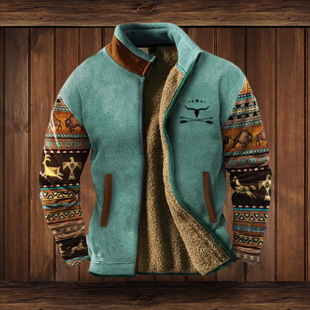 Men's Casual Zip-Up Fleece Jacket with Turn-Down Collar