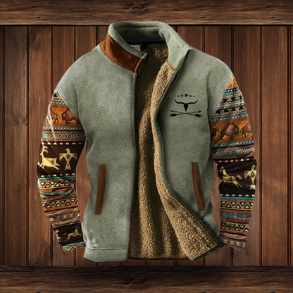 Men's Casual Zip-Up Fleece Jacket with Turn-Down Collar