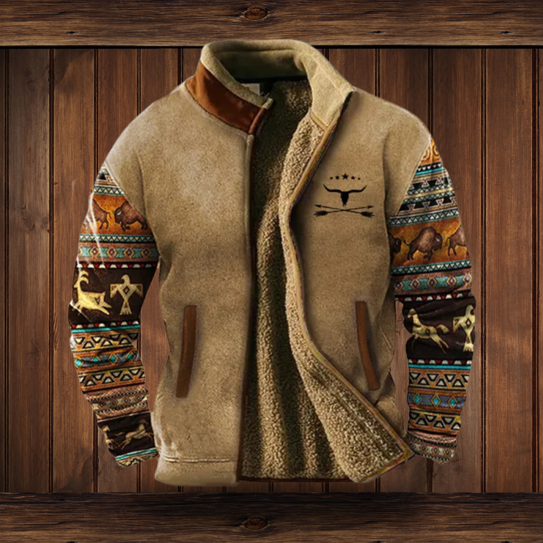 Men's Casual Zip-Up Fleece Jacket with Turn-Down Collar
