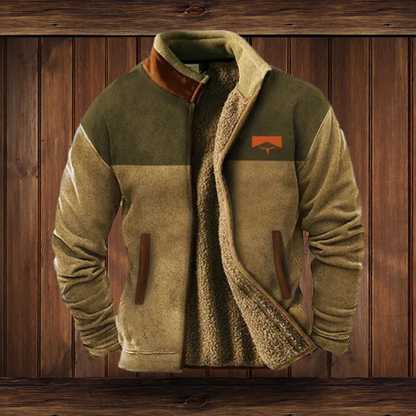Men's Casual Zip-Up Fleece Jacket with Turn-Down Collar