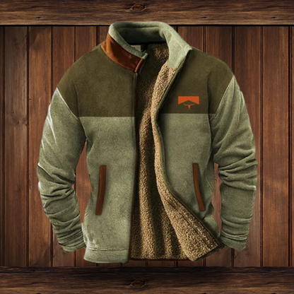 Men's Casual Zip-Up Fleece Jacket with Turn-Down Collar