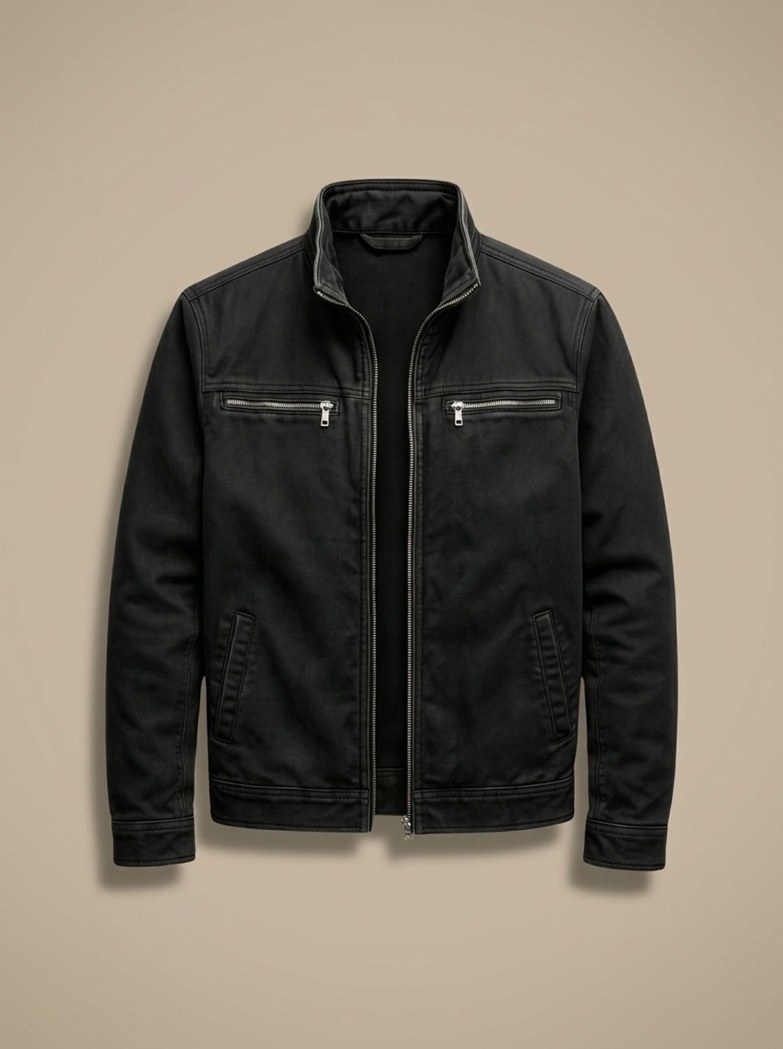 Men's Cotton Stand-Collar Multi-Pocket Zip-Up Jacket