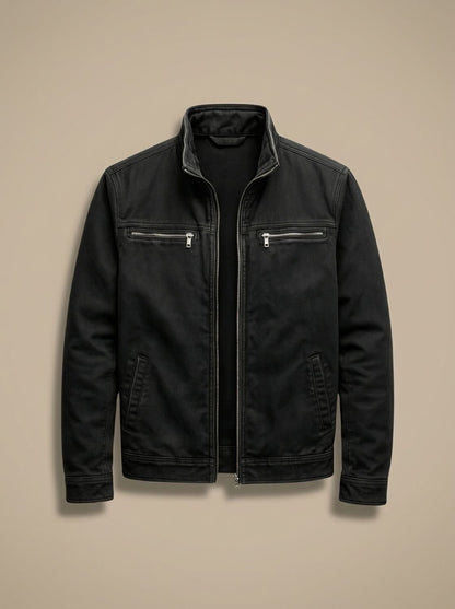 Men's Cotton Stand-Collar Multi-Pocket Zip-Up Jacket