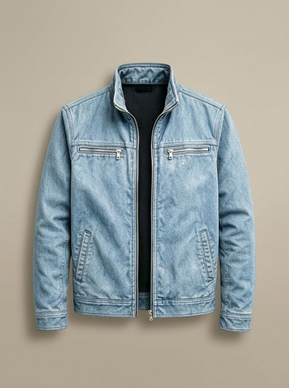 Men's Cotton Stand-Collar Multi-Pocket Zip-Up Jacket