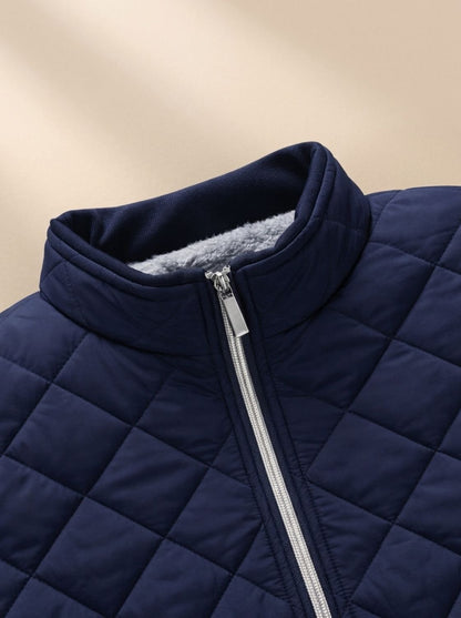 Men's Diamond-Quilted Fleece-Lined Full-Zip Winter Jacket