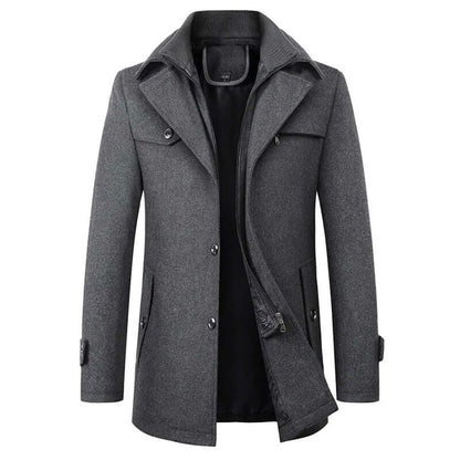Men's Double-Breasted Coat, Windproof and Warm-Lined