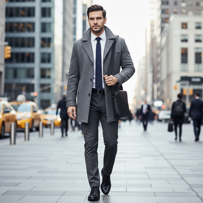 Men's Double-Breasted Coat, Windproof and Warm-Lined
