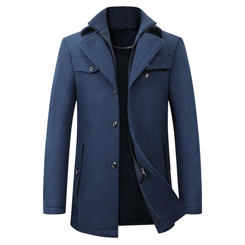 Men's Double-Breasted Coat, Windproof and Warm-Lined