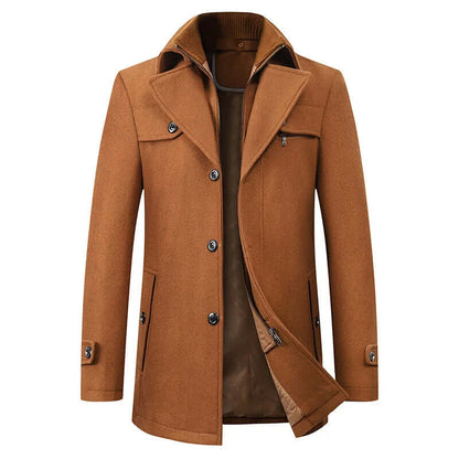 Men's Double-Breasted Coat, Windproof and Warm-Lined