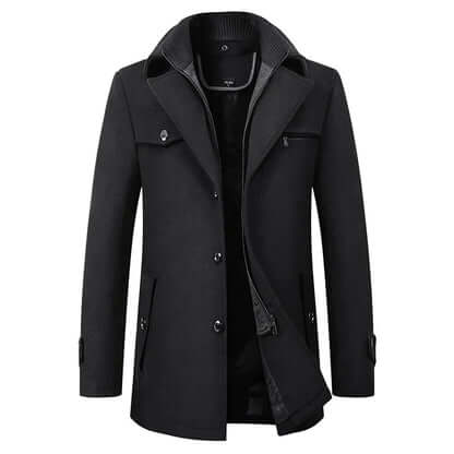 Men's Double-Breasted Coat, Windproof and Warm-Lined