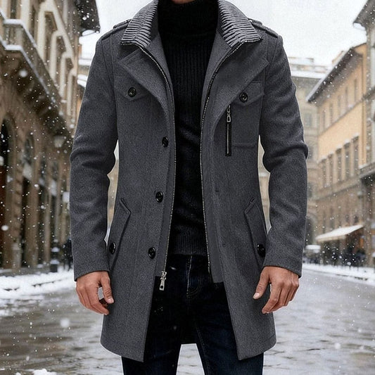 Men's Double-Breasted Tailored Wool Overcoat