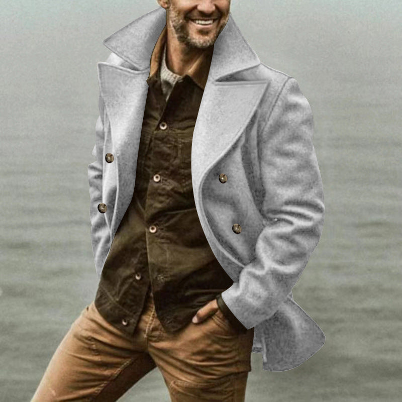 Men's Elegant Wool Peacoat
