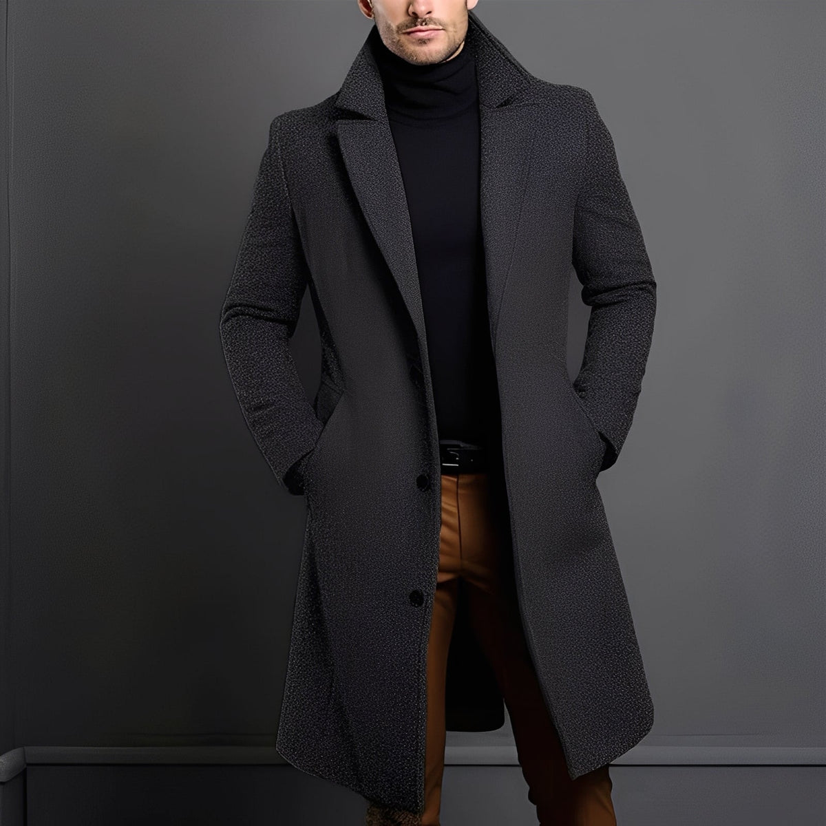 Men's Elegant Wool Trench Coat