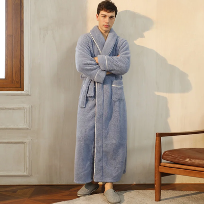 Men's Flannel Fleece Winter Bathrobe
