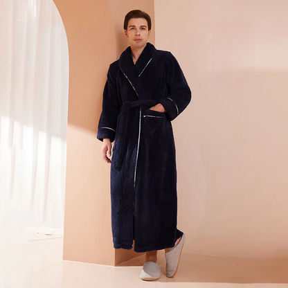 Men's Flannel Fleece Winter Bathrobe