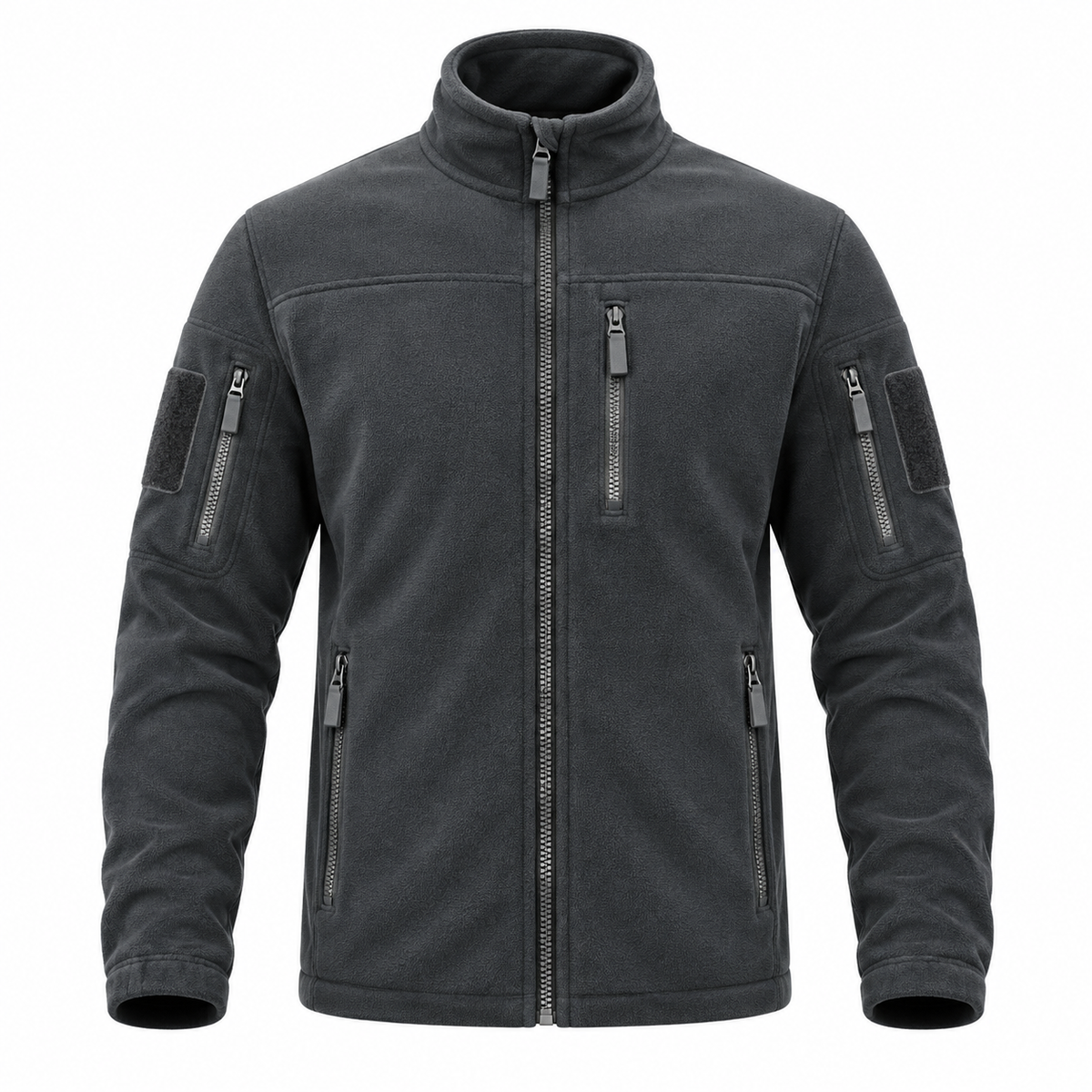 Men's Full-Zip Fleece Jacket with High Collar and Zip Pockets for Everyday and Outdoor Wear