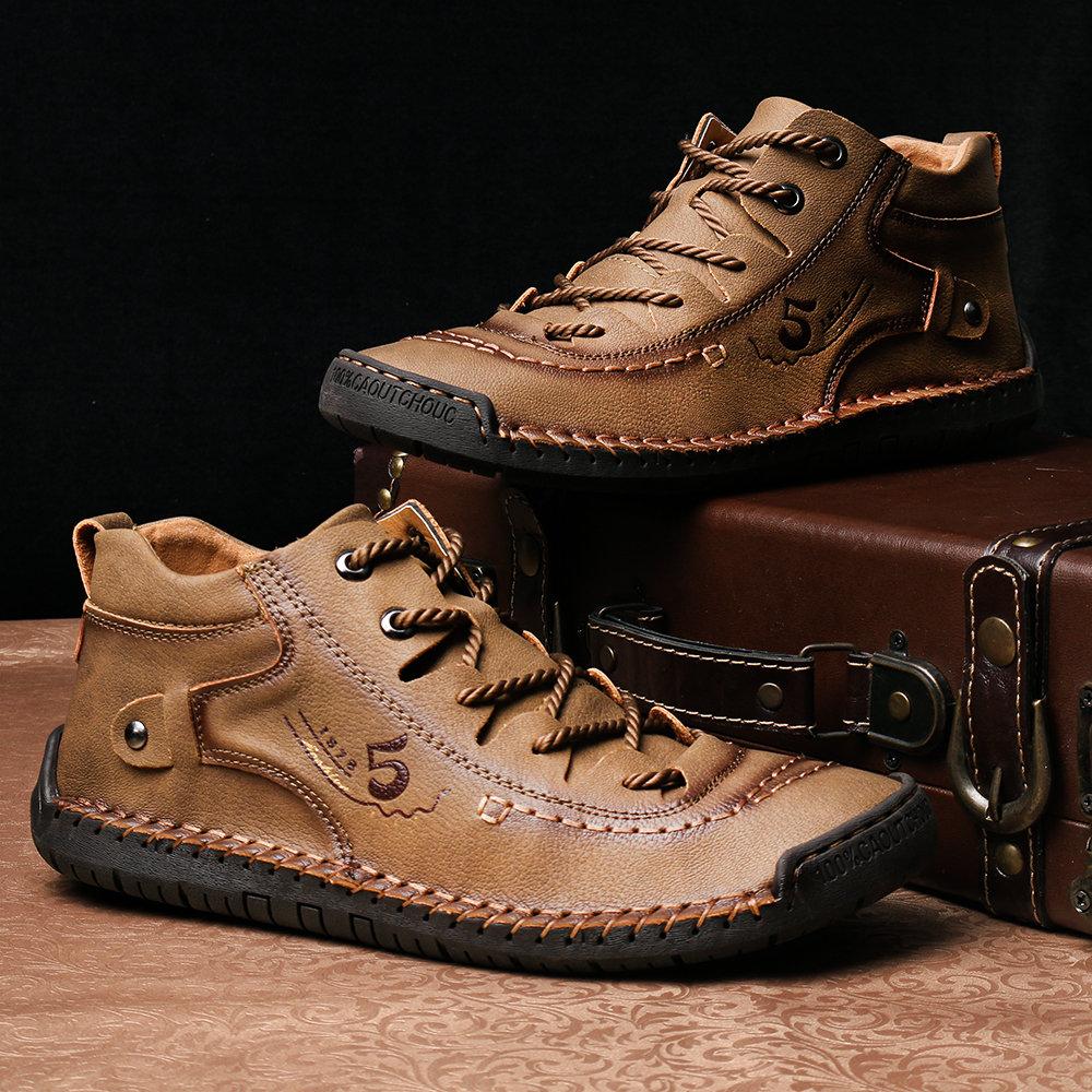 Men's High-Top Hand-Stitched Boots