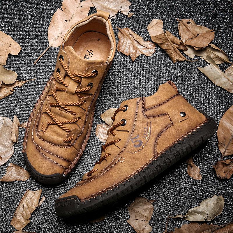 Men's High-Top Hand-Stitched Boots