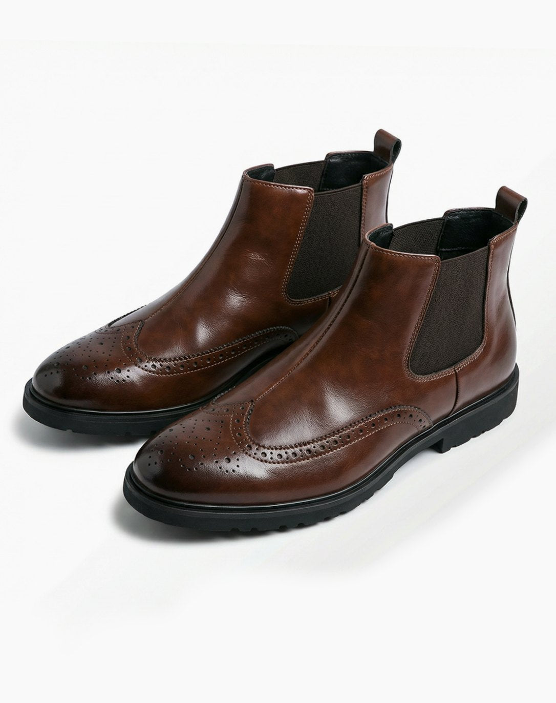 Men's Leather Brogue Chelsea Boots