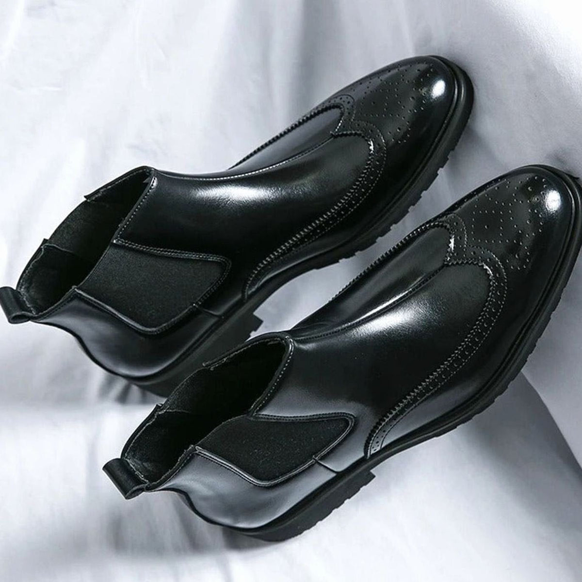 Men's Leather Brogue Chelsea Boots