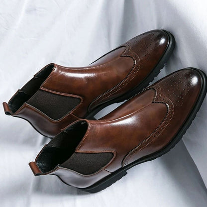 Men's Leather Brogue Chelsea Boots