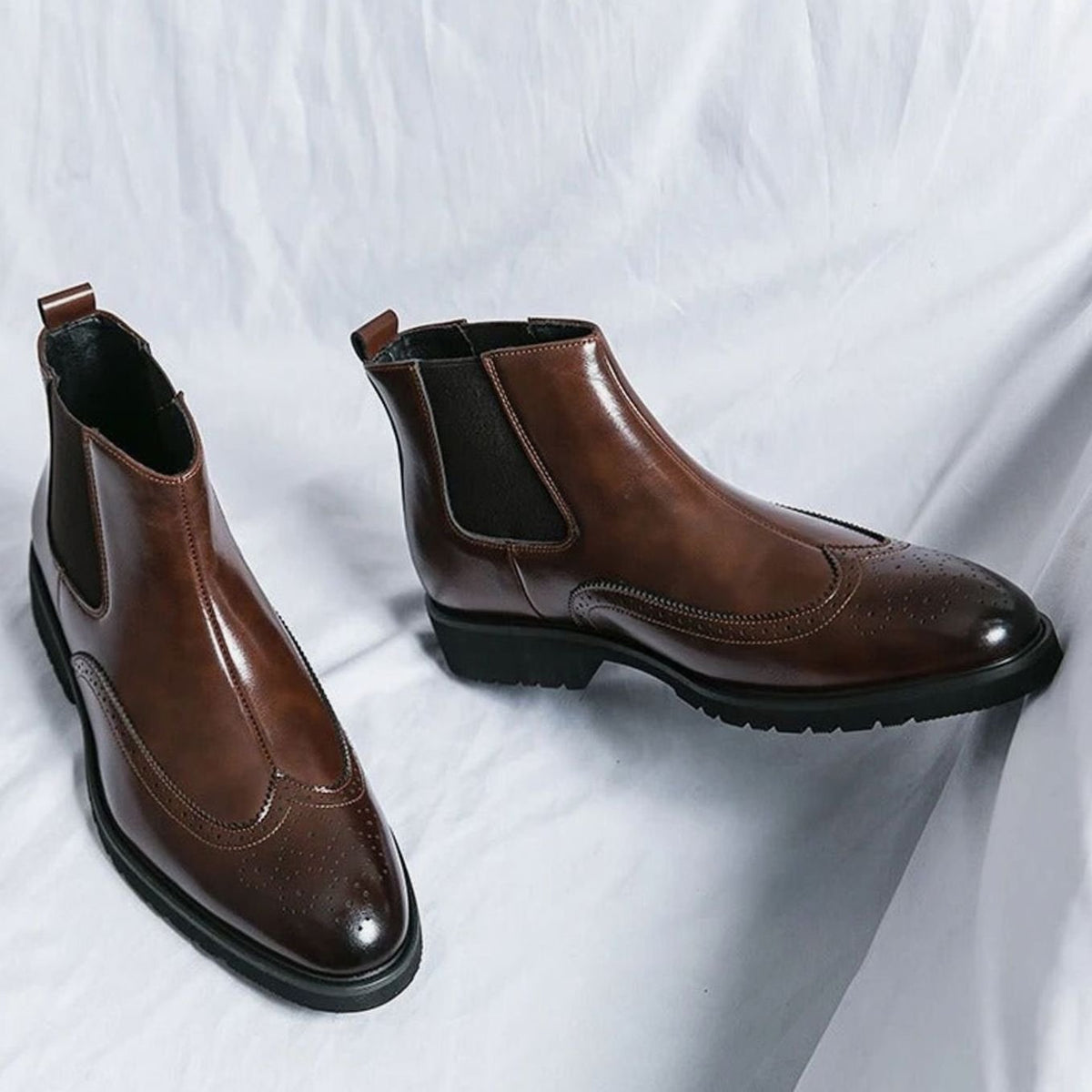 Men's Leather Brogue Chelsea Boots