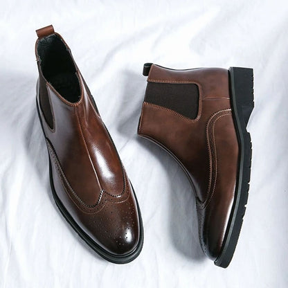 Men's Leather Brogue Chelsea Boots