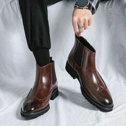 Men's Leather Brogue Chelsea Boots