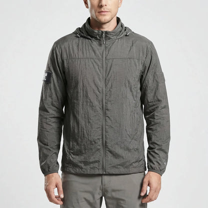 Men's Lightweight Hooded Tactical Windbreaker Jacket