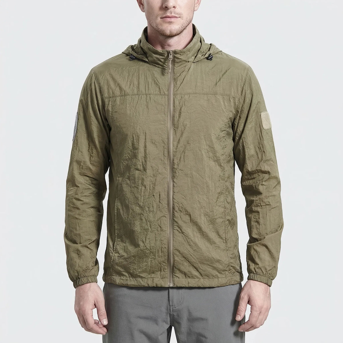 Men's Lightweight Hooded Tactical Windbreaker Jacket