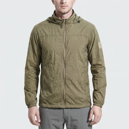 Men's Lightweight Hooded Tactical Windbreaker Jacket