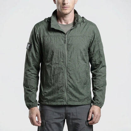 Men's Lightweight Hooded Tactical Windbreaker Jacket