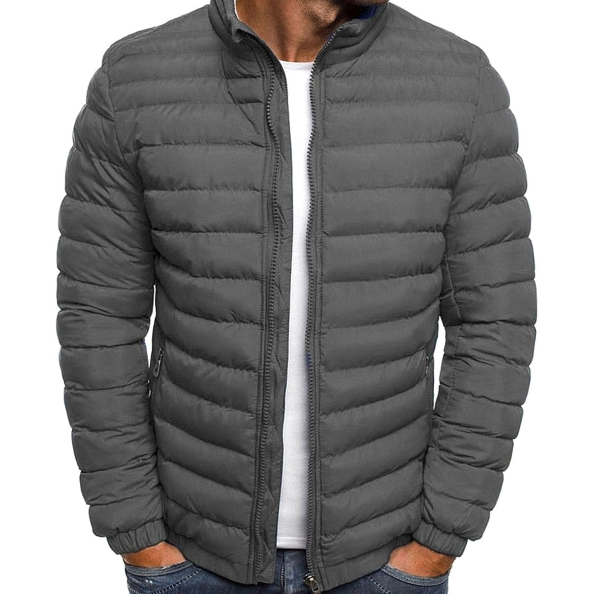Men's Lightweight Quilted Stand-Collar Puffer Jacket