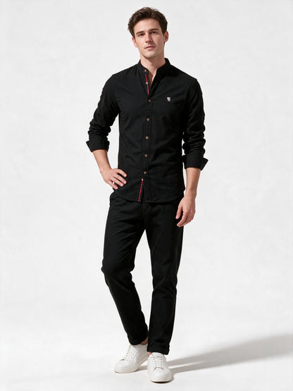 Men's Long-Sleeve Stand-Up Collar Shirt