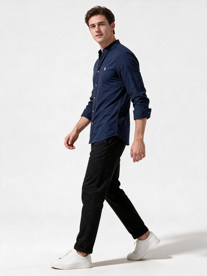 Men's Long-Sleeve Stand-Up Collar Shirt