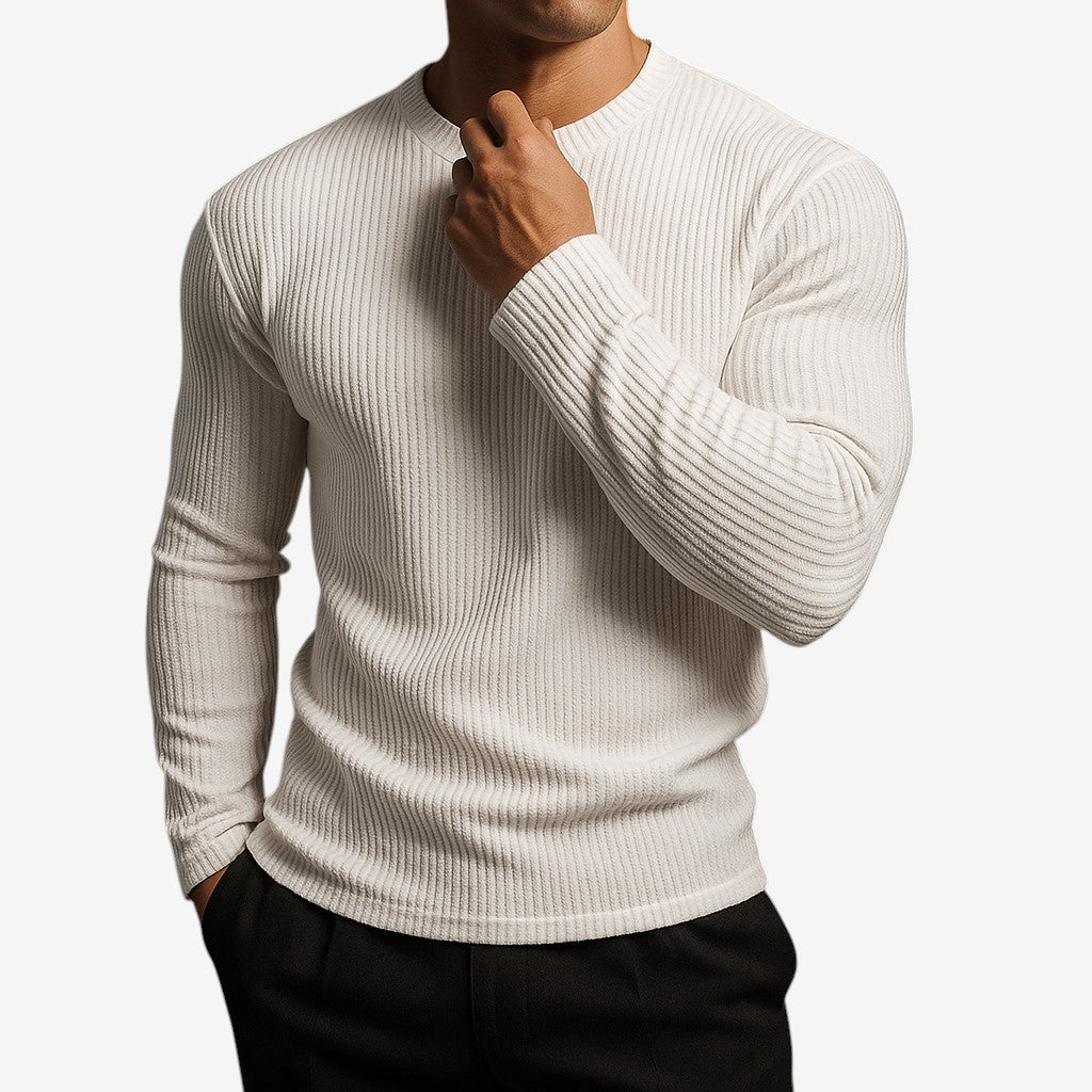 Men's Long-Sleeve Striped Crewneck Sweater