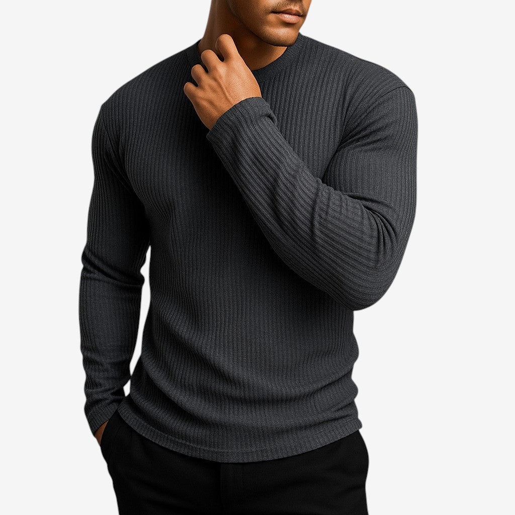 Men's Long-Sleeve Striped Crewneck Sweater