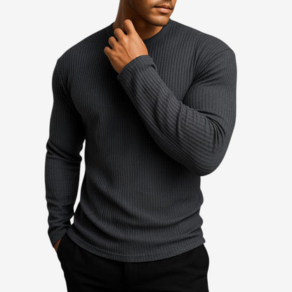 Men's Long-Sleeve Striped Crewneck Sweater